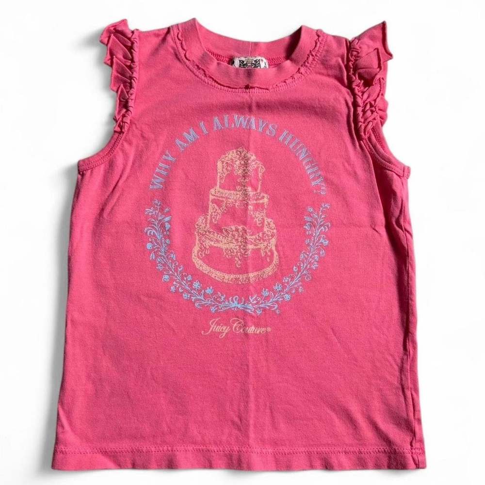 2000’s Vintage Kids Juicy Couture Graphic Tee Shirt Ruffle Sleeve Tank Top